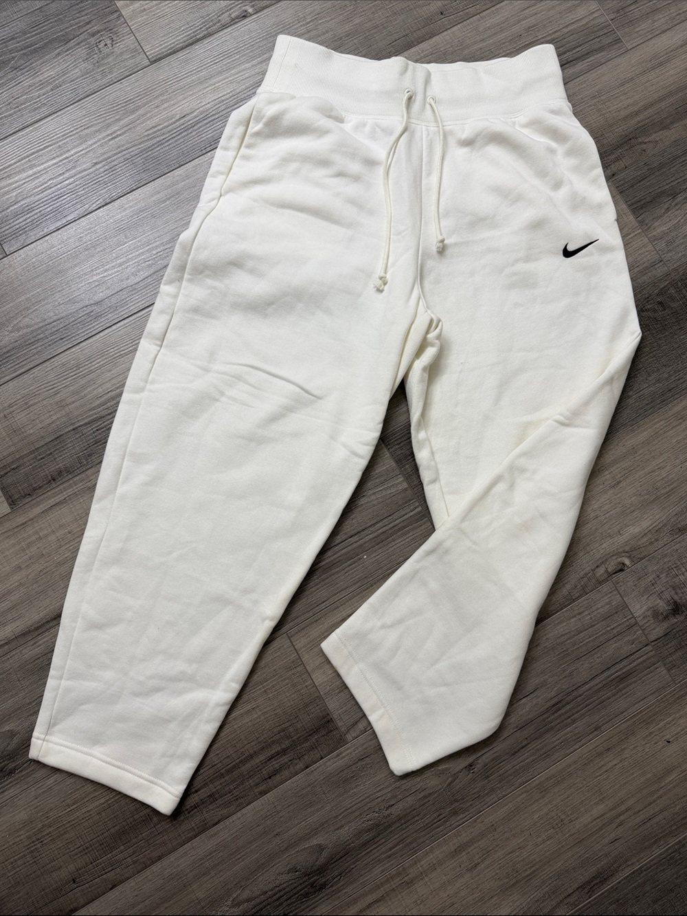 Nike Cream/White Fleece Joggers with Black Swoosh